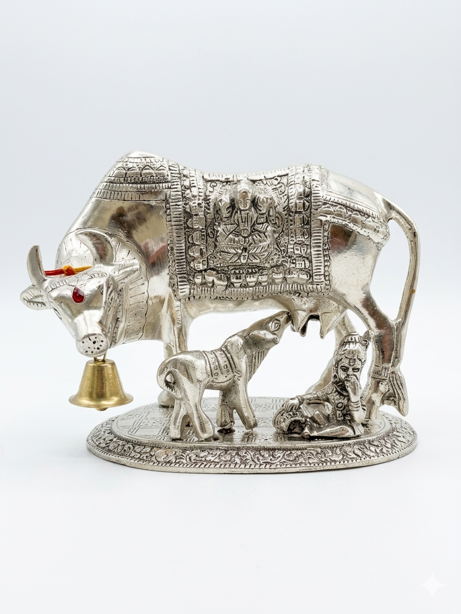 German Silver Kamadhenu Idol Big Size